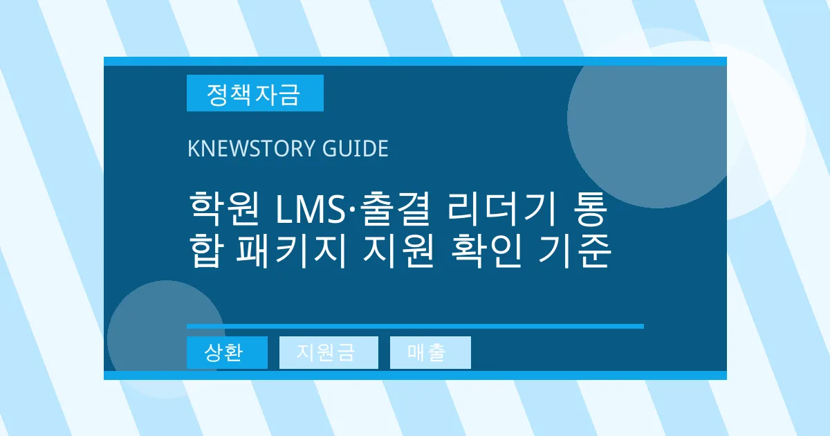 학원 LMS·출결 리더기 통합 패키지 지원 확인 기준 - 상환, 지원금, 매출 대표 이미지