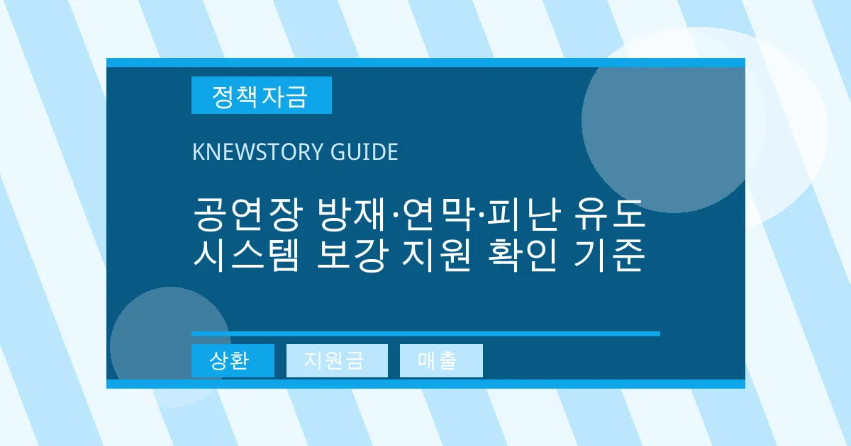 공연장 방재·연막·피난 유도 시스템 보강 지원 확인 기준 - 상환, 지원금, 매출 대표 이미지