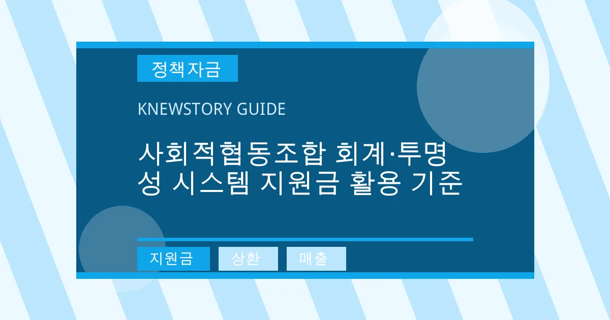 사회적협동조합 회계·투명성 시스템 지원금 활용 기준 - 지원금, 상환, 매출 대표 이미지