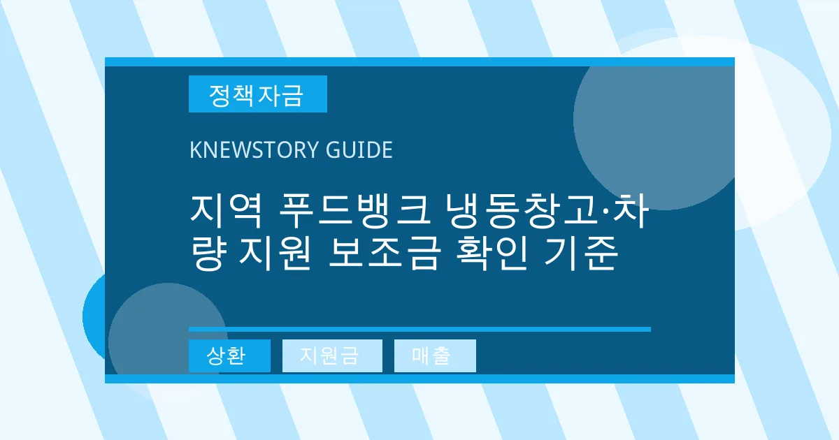 지역 푸드뱅크 냉동창고·차량 지원 보조금 확인 기준 - 상환, 지원금, 매출 대표 이미지