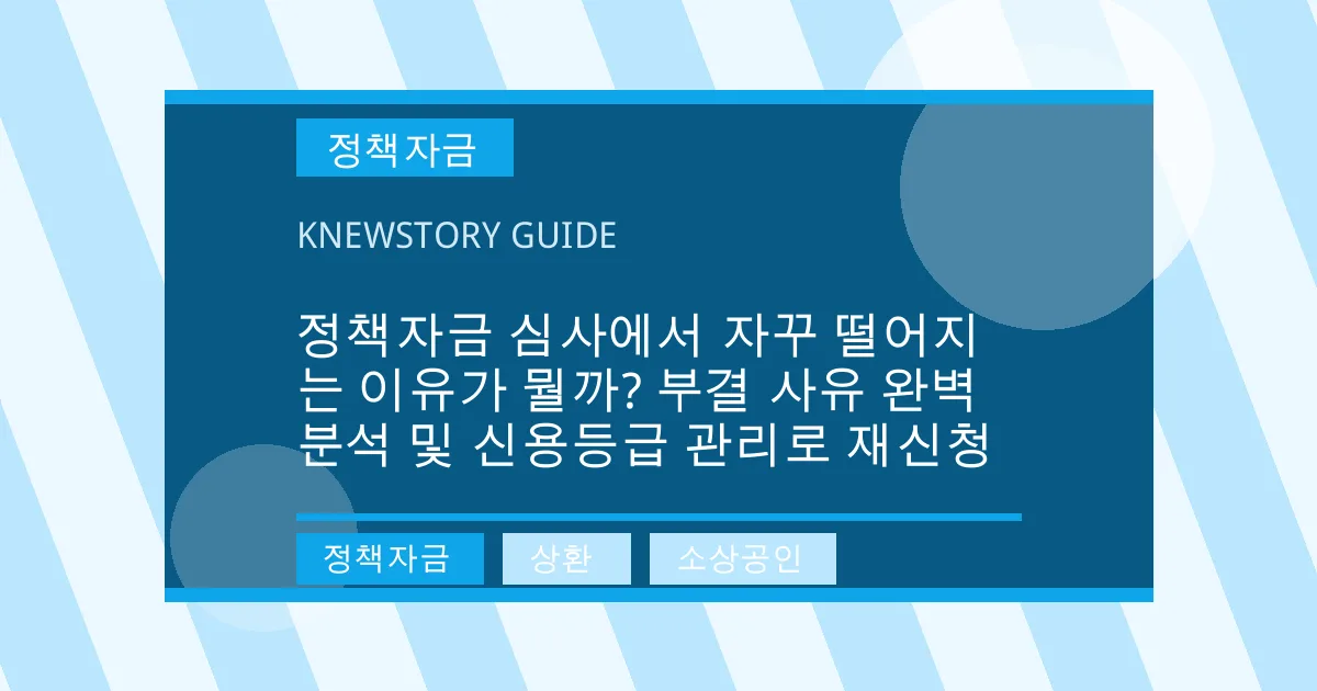 정책자금 심사에서 자꾸 떨어지는 이유가 뭘까? 부결 사유 완벽 분석 및 신용등급 관리로 재신청 - 정책자금, 상환, 소상공인 대표 이미지