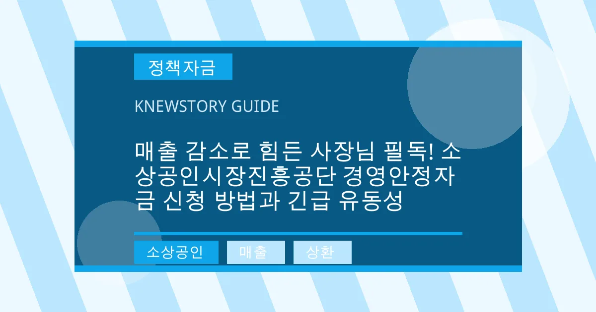매출 감소로 힘든 사장님 필독! 소상공인시장진흥공단 경영안정자금 신청 방법과 긴급 유동성 - 소상공인, 매출, 상환 대표 이미지