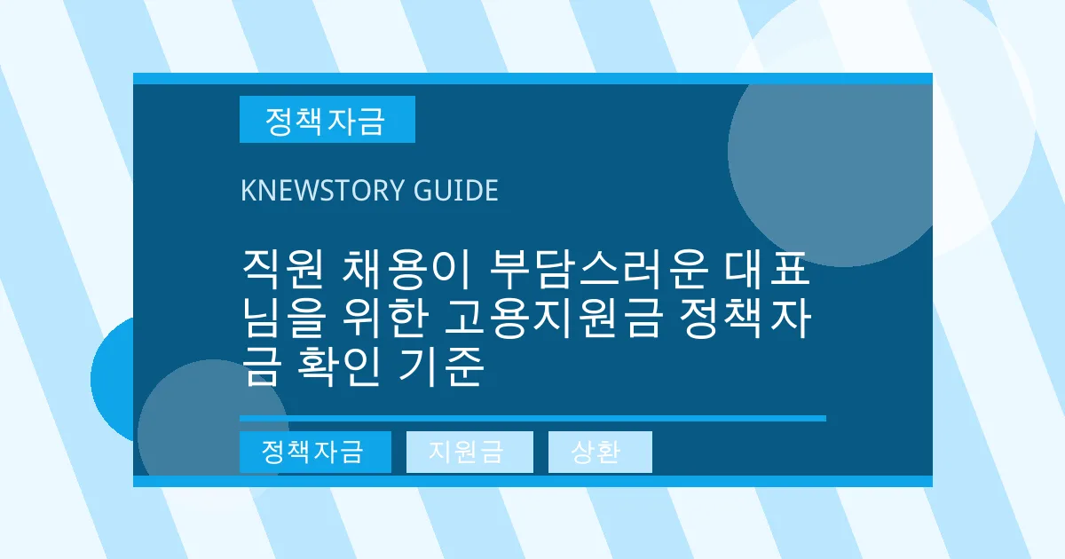 직원 채용이 부담스러운 대표님을 위한 고용지원금 정책자금 확인 기준 - 정책자금, 지원금, 상환 대표 이미지