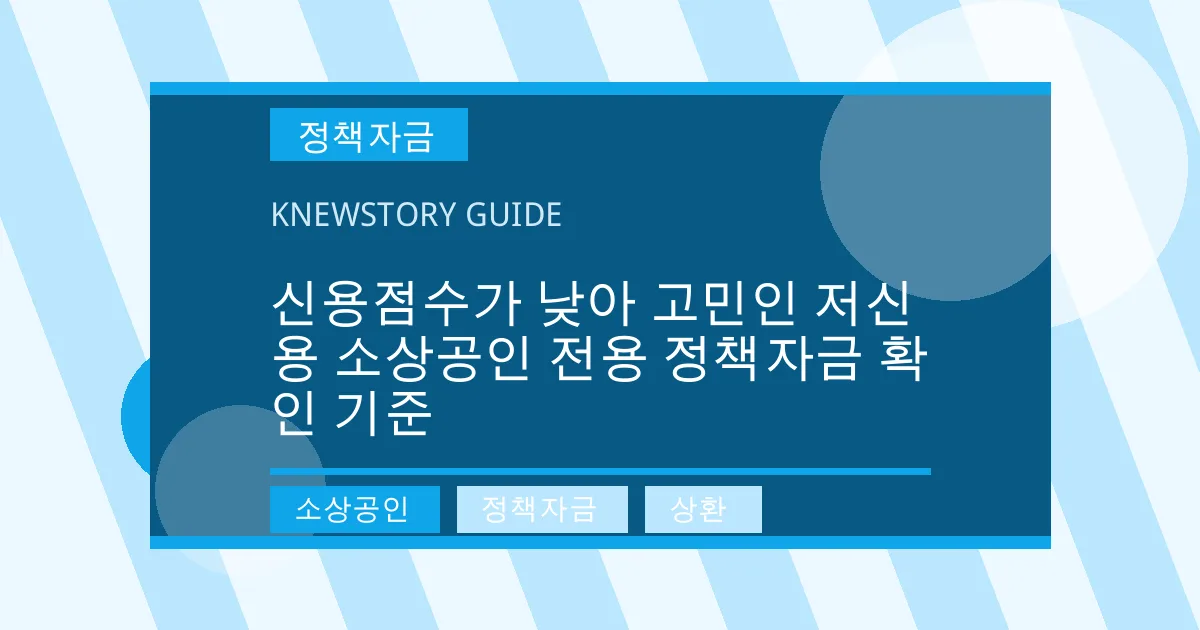 신용점수가 낮아 고민인 저신용 소상공인 전용 정책자금 확인 기준 - 소상공인, 정책자금, 상환 대표 이미지