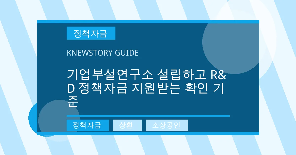 기업부설연구소 설립하고 R&D 정책자금 지원받는 확인 기준 - 정책자금, 상환, 소상공인 대표 이미지