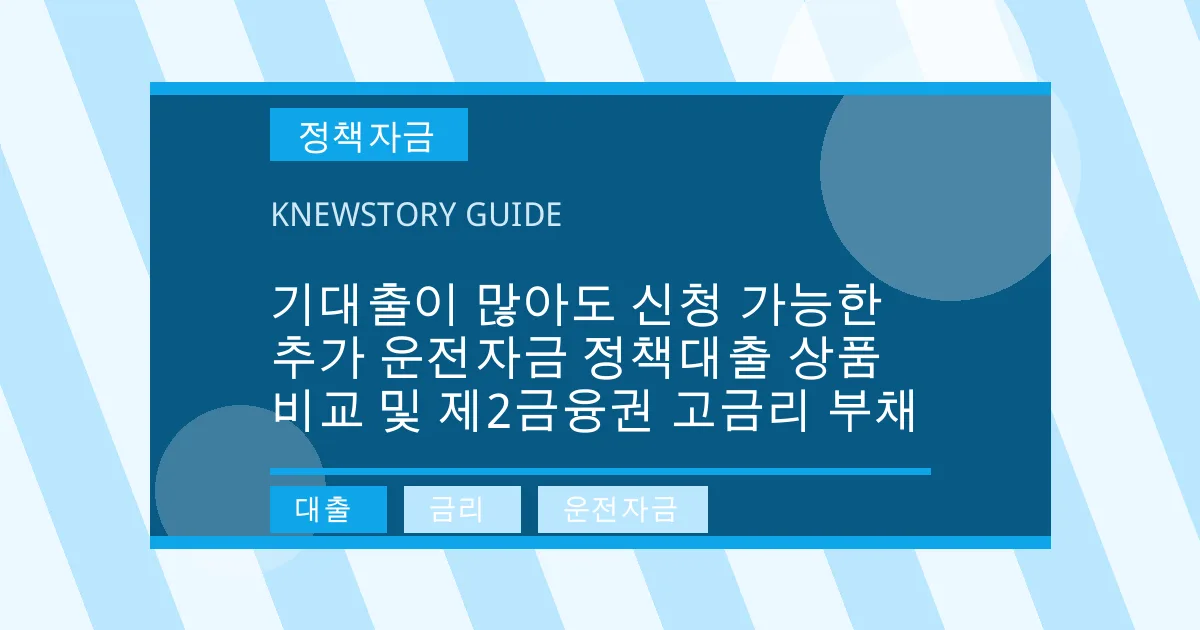 기대출이 많아도 신청 가능한 추가 운전자금 정책대출 상품 비교 및 제2금융권 고금리 부채 - 대출, 금리, 운전자금 대표 이미지