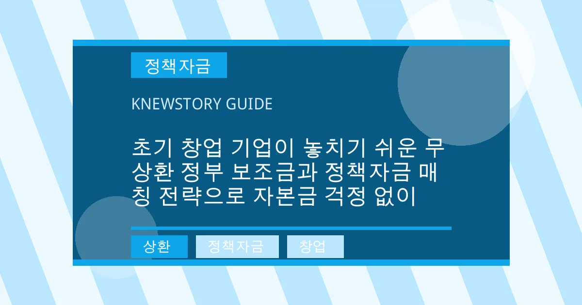 초기 창업 기업이 놓치기 쉬운 무상환 정부 보조금과 정책자금 매칭 전략으로 자본금 걱정 없이 - 상환, 정책자금, 창업 대표 이미지