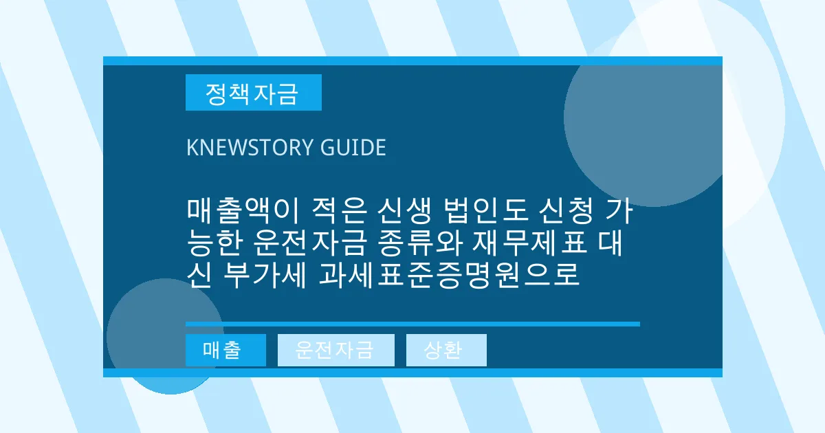 매출액이 적은 신생 법인도 신청 가능한 운전자금 종류와 재무제표 대신 부가세 과세표준증명원으로 - 매출, 운전자금, 상환 대표 이미지