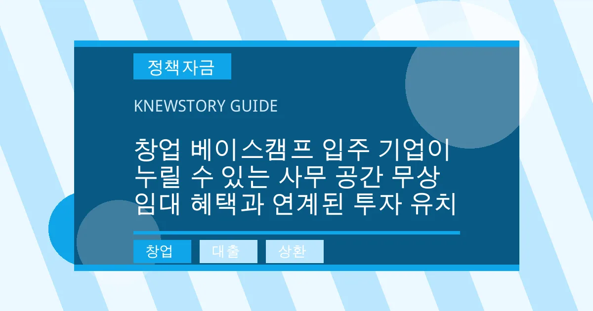 창업 베이스캠프 입주 기업이 누릴 수 있는 사무 공간 무상 임대 혜택과 연계된 투자 유치 - 창업, 대출, 상환 대표 이미지