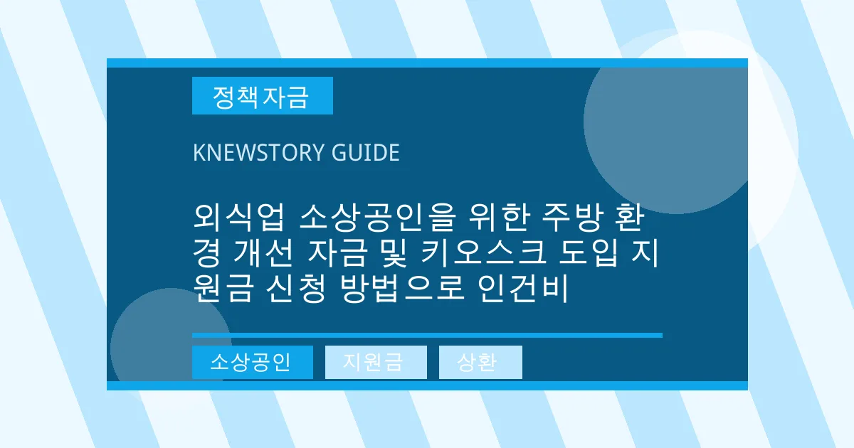 외식업 소상공인을 위한 주방 환경 개선 자금 및 키오스크 도입 지원금 신청 방법으로 인건비 - 소상공인, 지원금, 상환 대표 이미지