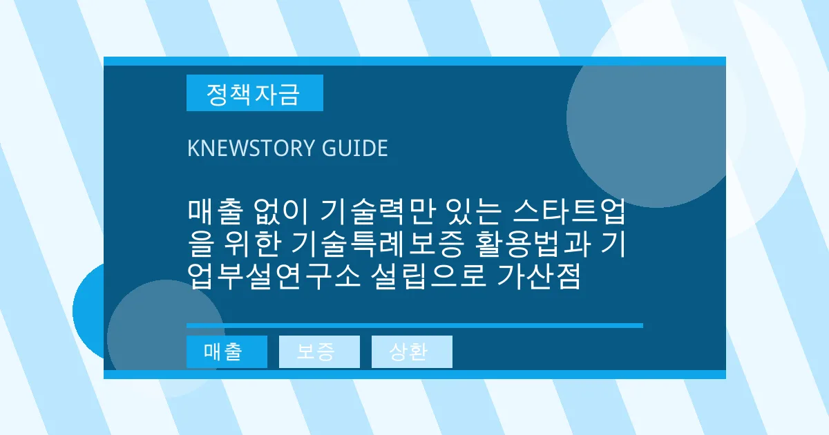 매출 없이 기술력만 있는 스타트업을 위한 기술특례보증 활용법과 기업부설연구소 설립으로 가산점 - 매출, 보증, 상환 대표 이미지