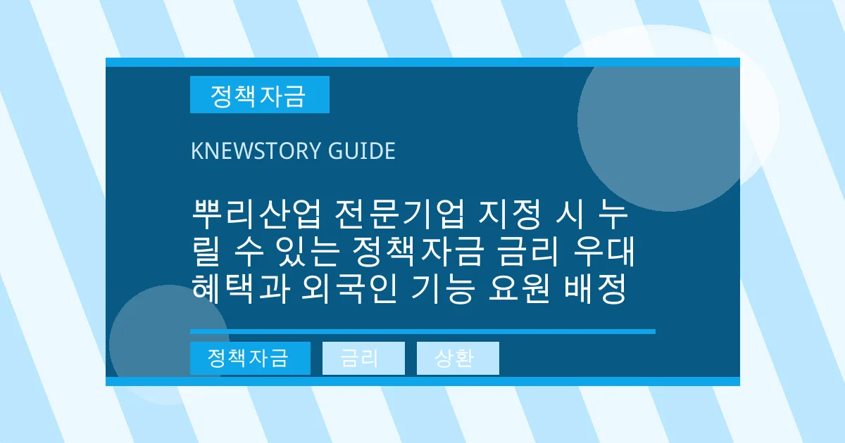뿌리산업 전문기업 지정 시 누릴 수 있는 정책자금 금리 우대 혜택과 외국인 기능 요원 배정 - 정책자금, 금리, 상환 대표 이미지