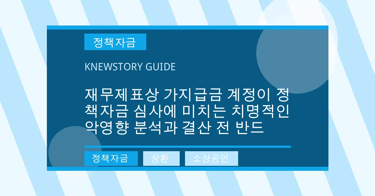 재무제표상 가지급금 계정이 정책자금 심사에 미치는 치명적인 악영향 분석과 결산 전 반드 - 정책자금, 상환, 소상공인 대표 이미지