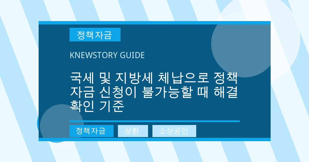 국세 및 지방세 체납으로 정책자금 신청이 불가능할 때 해결 확인 기준 - 정책자금, 상환, 소상공인 대표 이미지