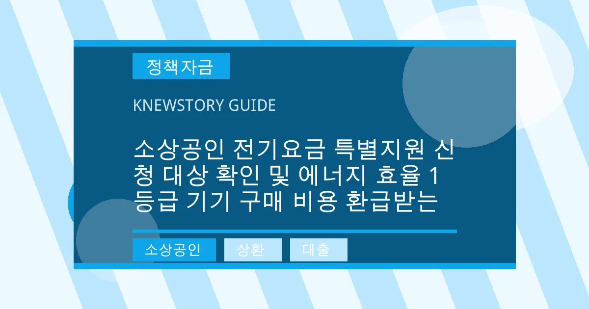 소상공인 전기요금 특별지원 신청 대상 확인 및 에너지 효율 1등급 기기 구매 비용 환급받는 - 소상공인, 상환, 대출 대표 이미지