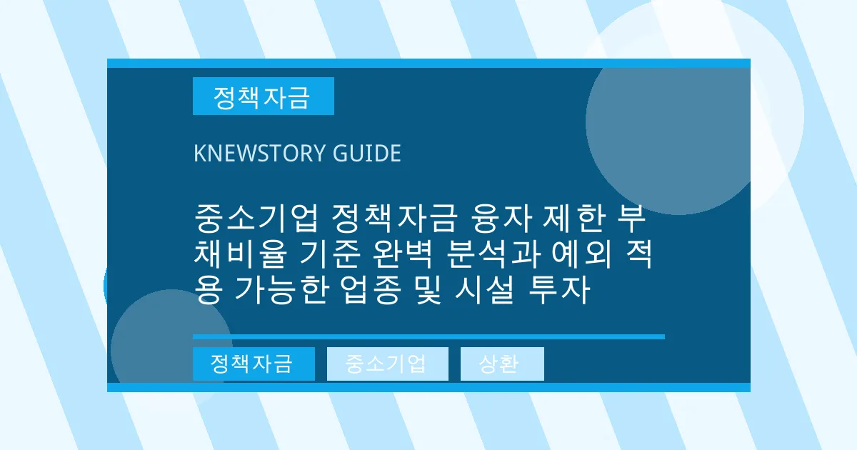 중소기업 정책자금 융자 제한 부채비율 기준 완벽 분석과 예외 적용 가능한 업종 및 시설 투자 - 정책자금, 중소기업, 상환 대표 이미지
