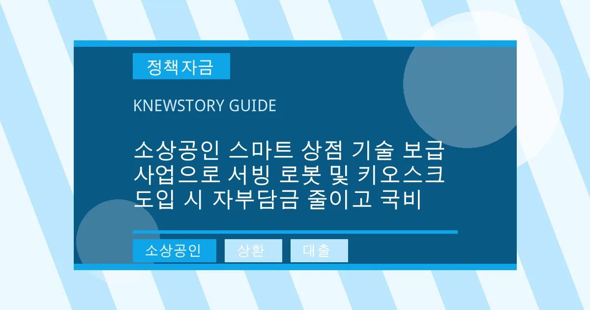 소상공인 스마트 상점 기술 보급 사업으로 서빙 로봇 및 키오스크 도입 시 자부담금 줄이고 국비 - 소상공인, 상환, 대출 대표 이미지