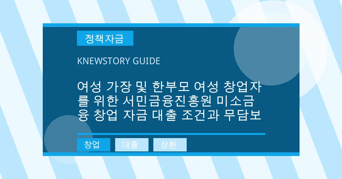 여성 가장 및 한부모 여성 창업자를 위한 서민금융진흥원 미소금융 창업 자금 대출 조건과 무담보 - 창업, 대출, 상환 대표 이미지