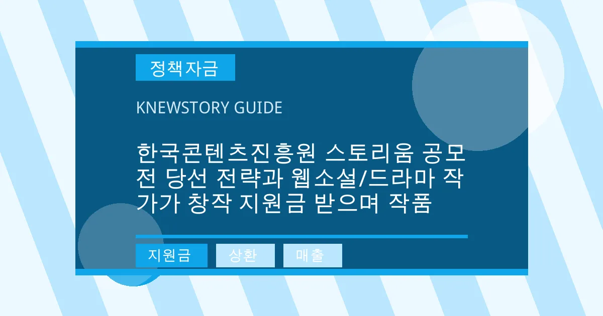 한국콘텐츠진흥원 스토리움 공모전 당선 전략과 웹소설/드라마 작가가 창작 지원금 받으며 작품 - 지원금, 상환, 매출 대표 이미지