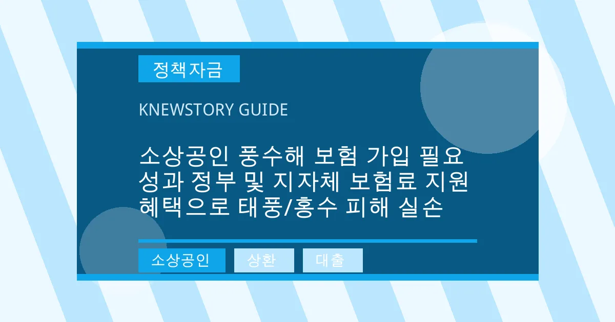 소상공인 풍수해 보험 가입 필요성과 정부 및 지자체 보험료 지원 혜택으로 태풍/홍수 피해 실손 - 소상공인, 상환, 대출 대표 이미지