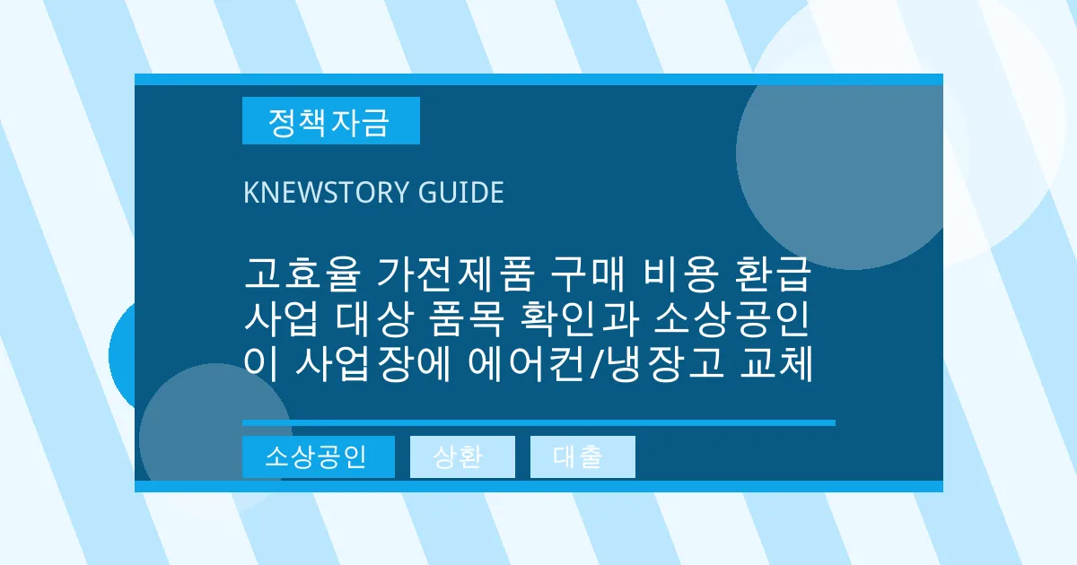 고효율 가전제품 구매 비용 환급 사업 대상 품목 확인과 소상공인이 사업장에 에어컨/냉장고 교체 - 소상공인, 상환, 대출 대표 이미지