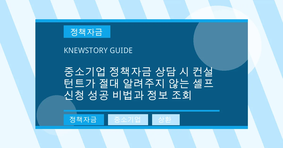 중소기업 정책자금 상담 시 컨설턴트가 절대 알려주지 않는 셀프 신청 성공 비법과 정보 조회 - 정책자금, 중소기업, 상환 대표 이미지