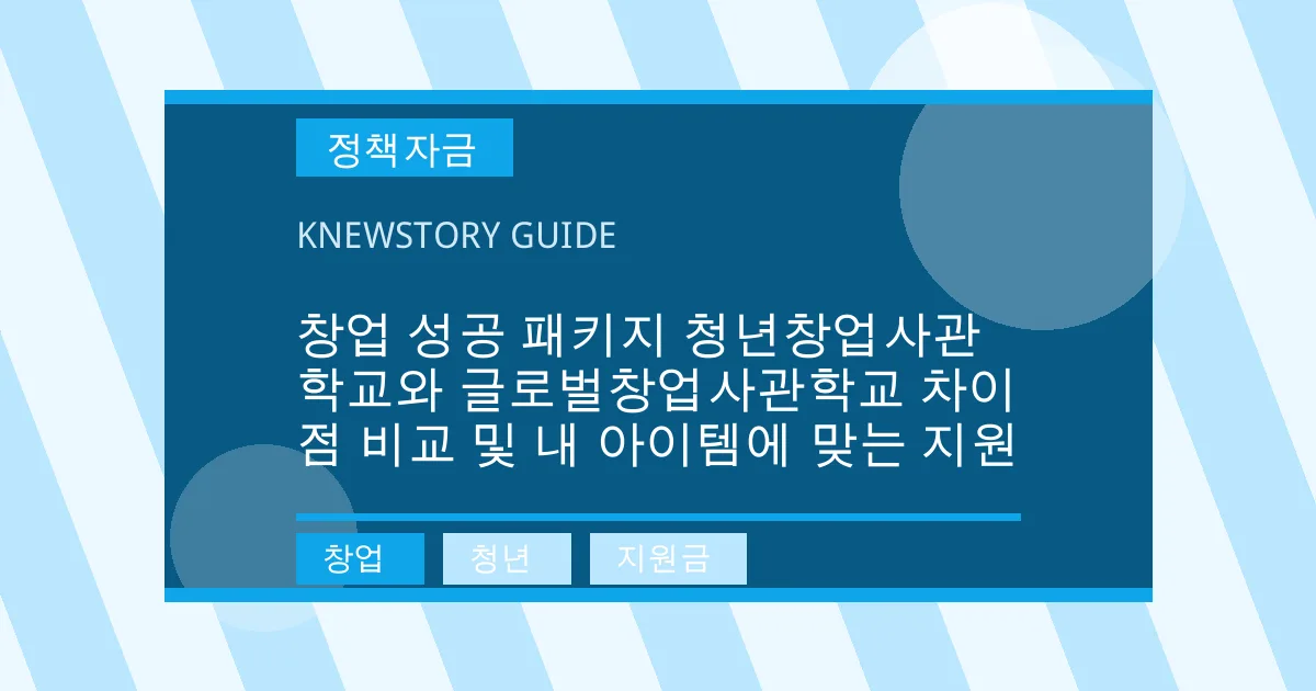 창업 성공 패키지 청년창업사관학교와 글로벌창업사관학교 차이점 비교 및 내 아이템에 맞는 지원 - 창업, 청년, 지원금 대표 이미지
