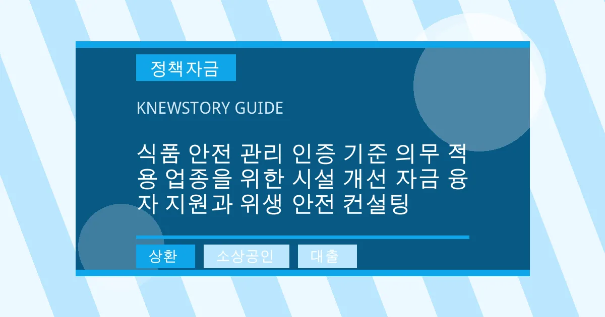 식품 안전 관리 인증 기준 의무 적용 업종을 위한 시설 개선 자금 융자 지원과 위생 안전 컨설팅 - 상환, 소상공인, 대출 대표 이미지