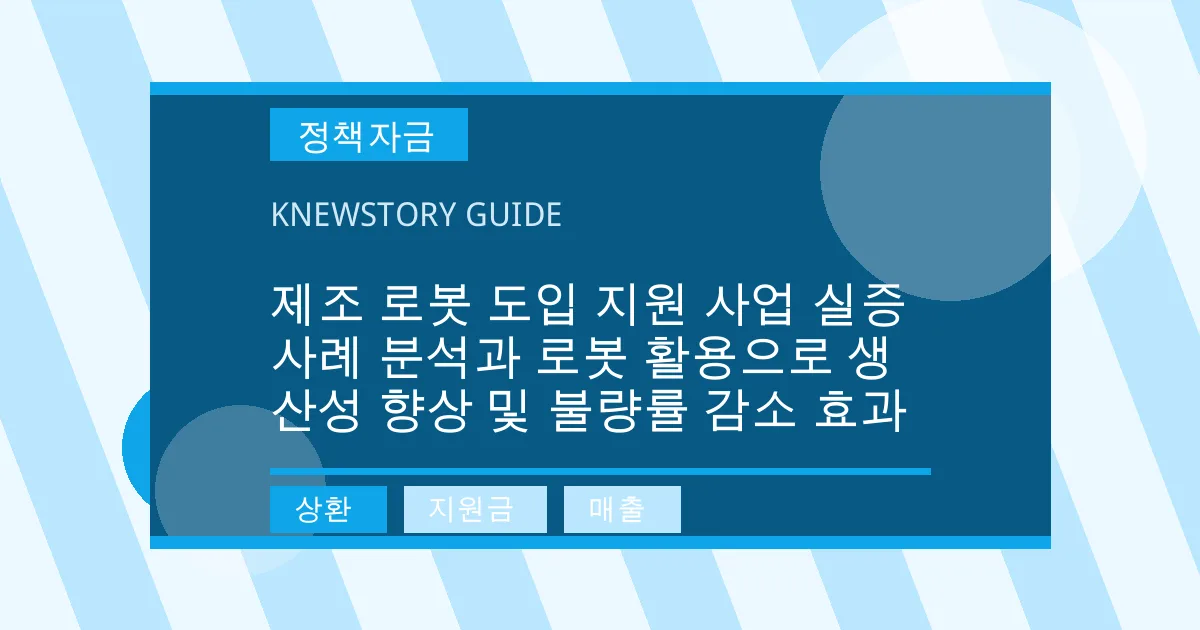 제조 로봇 도입 지원 사업 실증 사례 분석과 로봇 활용으로 생산성 향상 및 불량률 감소 효과 - 상환, 지원금, 매출 대표 이미지