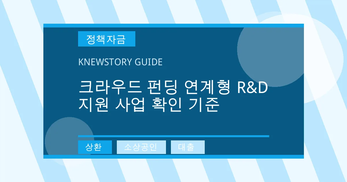 크라우드 펀딩 연계형 R&D 지원 사업 확인 기준 - 상환, 소상공인, 대출 대표 이미지