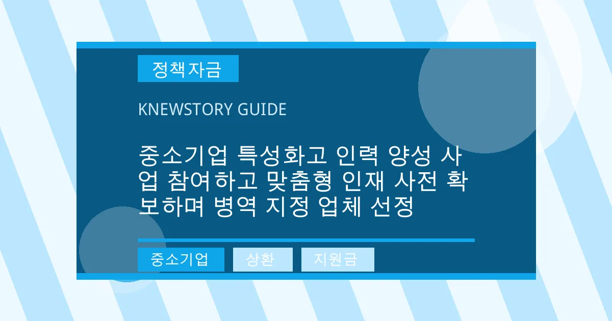 중소기업 특성화고 인력 양성 사업 참여하고 맞춤형 인재 사전 확보하며 병역 지정 업체 선정 - 중소기업, 상환, 지원금 대표 이미지