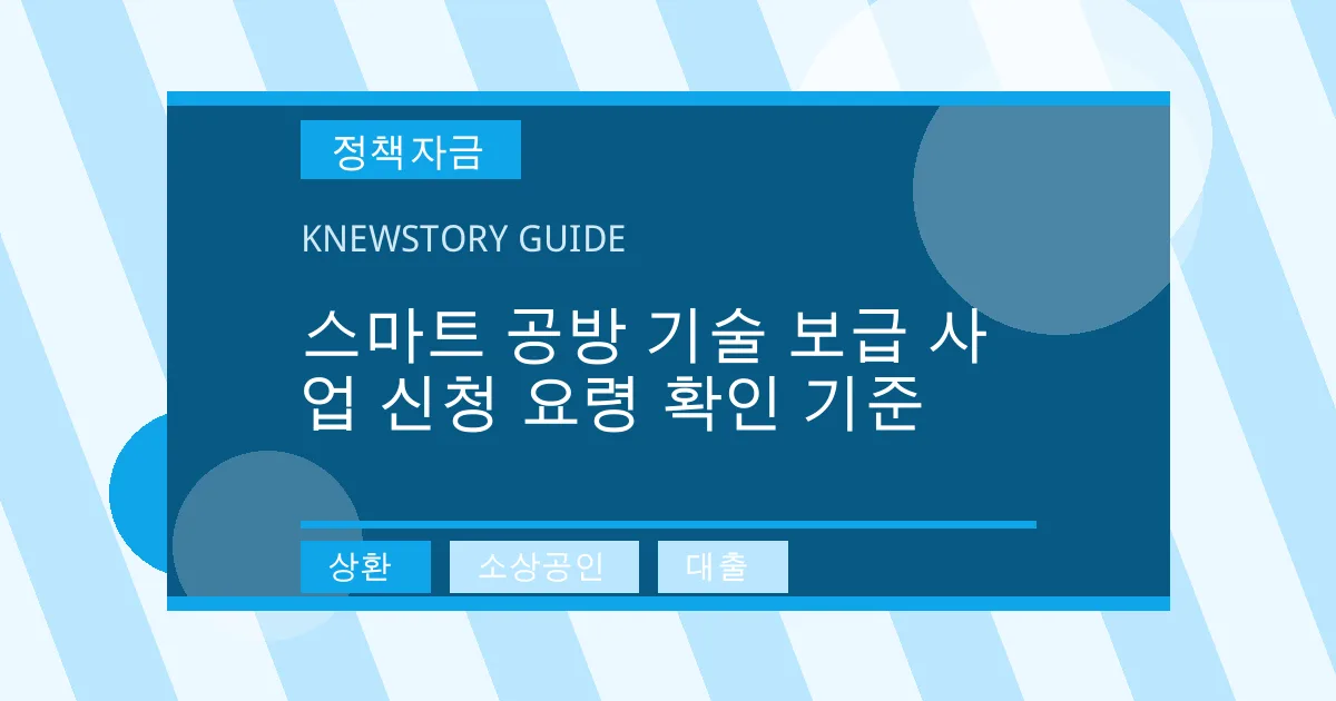 스마트 공방 기술 보급 사업 신청 요령 확인 기준 - 상환, 소상공인, 대출 대표 이미지