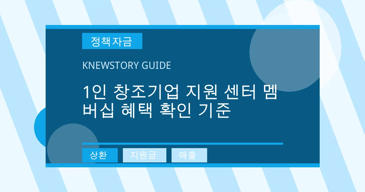 1인 창조기업 지원 센터 멤버십 혜택 확인 기준 - 상환, 지원금, 매출 대표 이미지