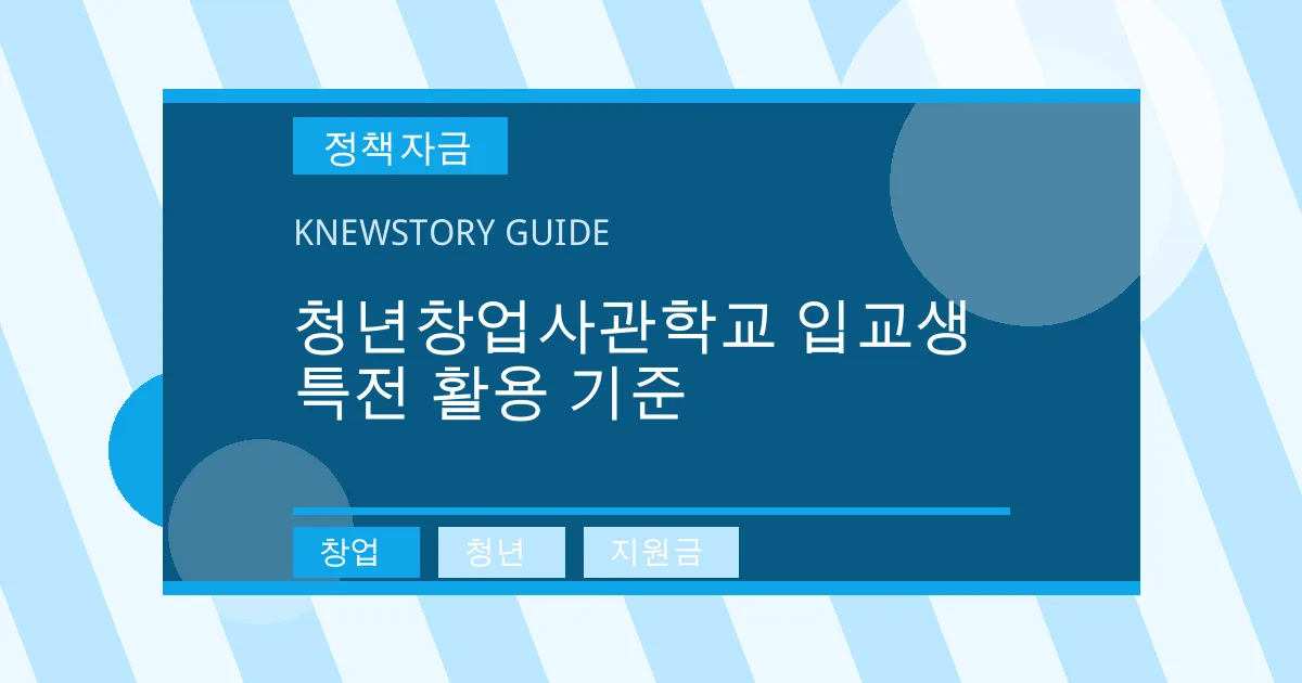 청년창업사관학교 입교생 특전 활용 기준 - 창업, 청년, 지원금 대표 이미지