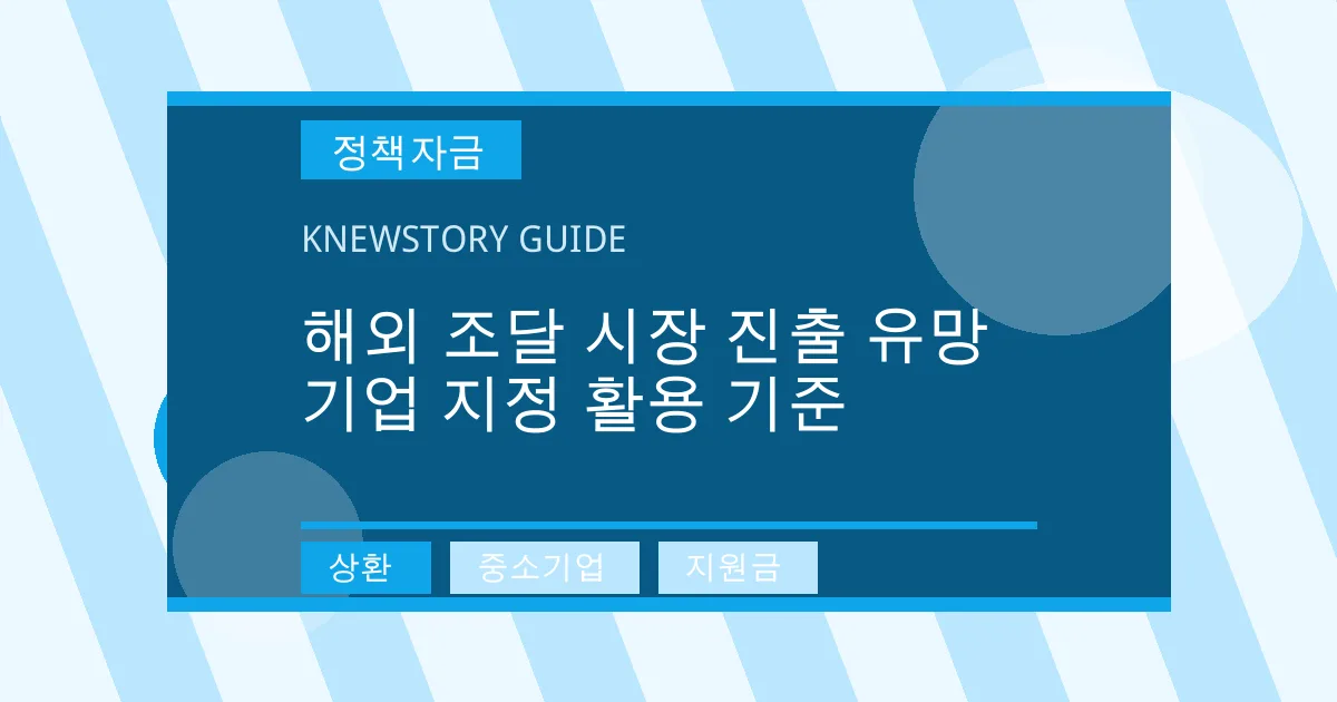 해외 조달 시장 진출 유망 기업 지정 활용 기준 - 상환, 중소기업, 지원금 대표 이미지