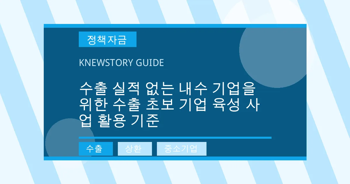 수출 실적 없는 내수 기업을 위한 수출 초보 기업 육성 사업 활용 기준 - 수출, 상환, 중소기업 대표 이미지