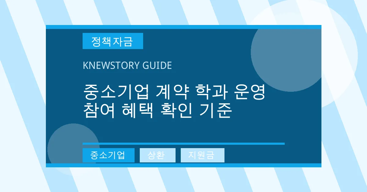 중소기업 계약 학과 운영 참여 혜택 확인 기준 - 중소기업, 상환, 지원금 대표 이미지