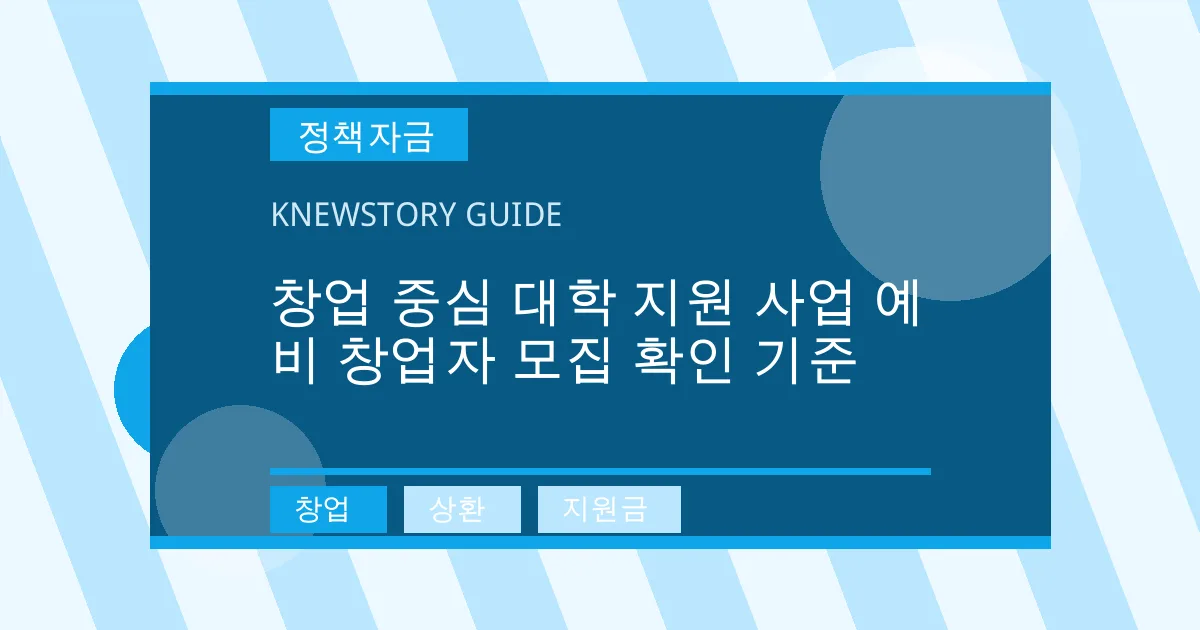 창업 중심 대학 지원 사업 예비 창업자 모집 확인 기준 - 창업, 상환, 지원금 대표 이미지