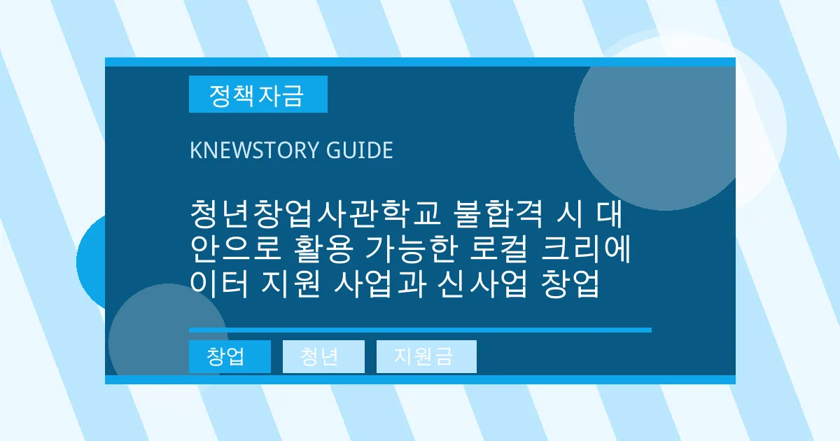 청년창업사관학교 불합격 시 대안으로 활용 가능한 로컬 크리에이터 지원 사업과 신사업 창업 - 창업, 청년, 지원금 대표 이미지